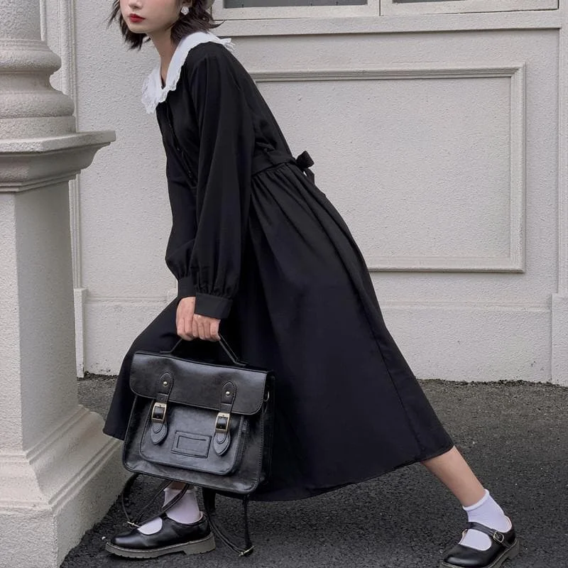 Black Vintage Sailor Long Sleeve Dress SP14304