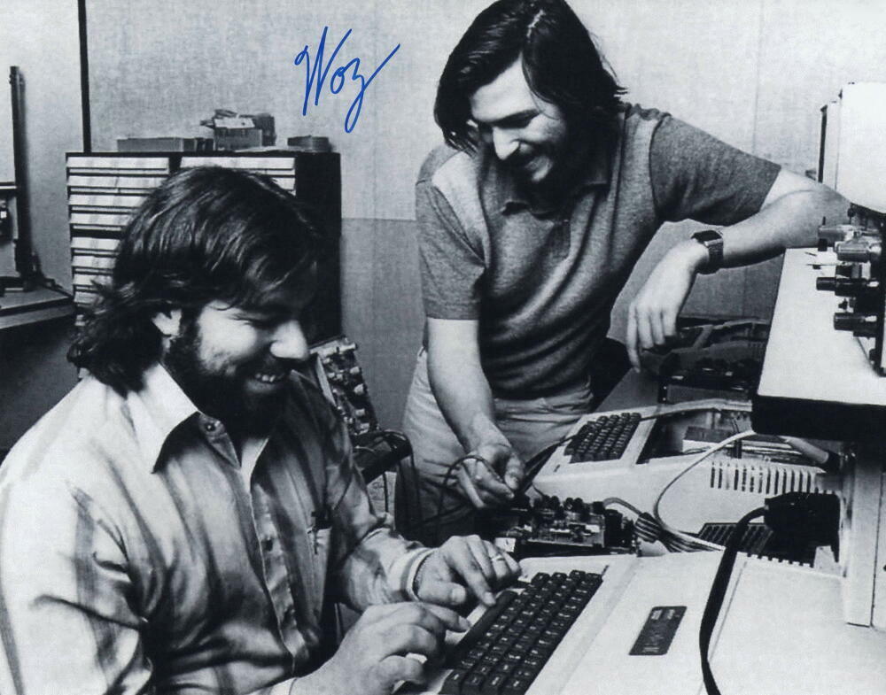 STEVE WOZNIAK SIGNED AUTOGRAPH 11X14 Photo Poster painting - APPLE INC FOUNDER W/ STEVE JOBS