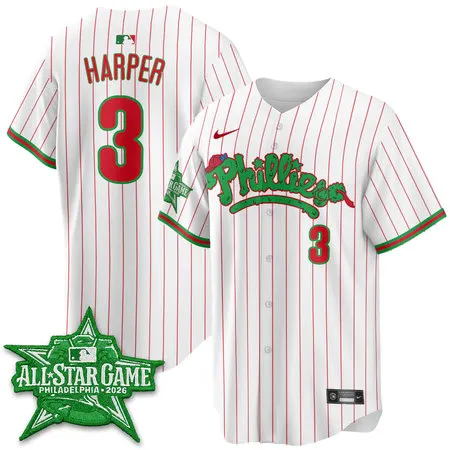 Men's Philadelphia Phillies #3 Bryce Harper White 2026 MLB All-Star Jersey