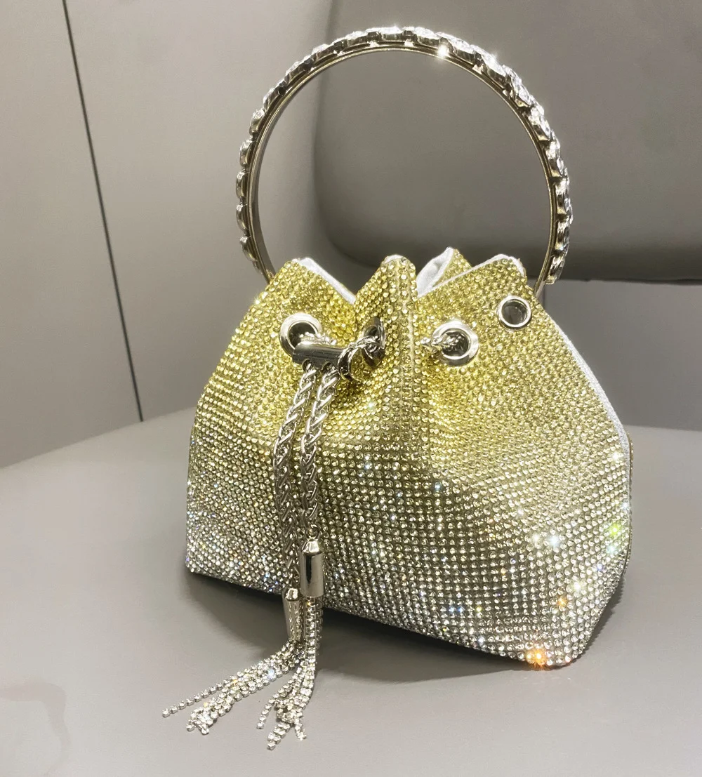 Shining Elegant Ombre Sparkling Crystal Rhinestone Large Capacity Evening Party Tote Bag