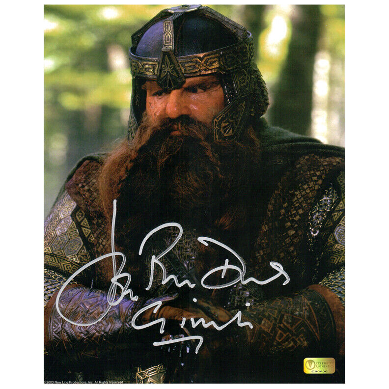 John Rhys-Davies Autographed Lord of the Rings 8x10 Close Up Photo Poster painting