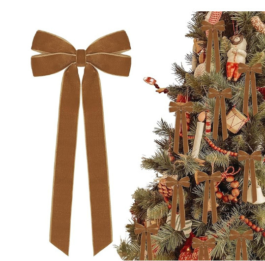 Tegooe 10PCS Velvet Bow Decorative Ribbons - Holiday Wedding Decor