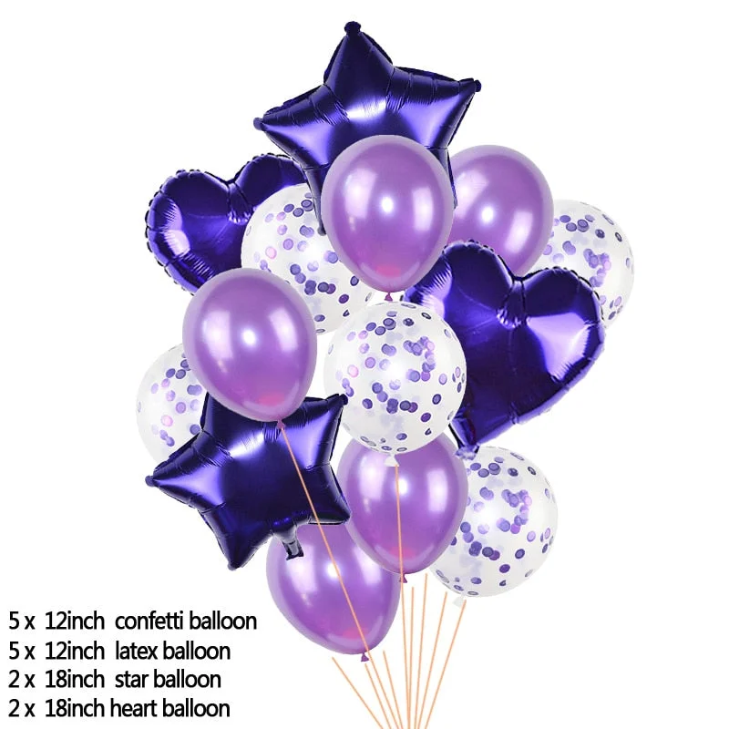 14pcs Rose Gold Confetti Latex Balloons Set Star Heart Shape Foil Balloon Birthday Party Decoration Wedding Inflatable Air Ball