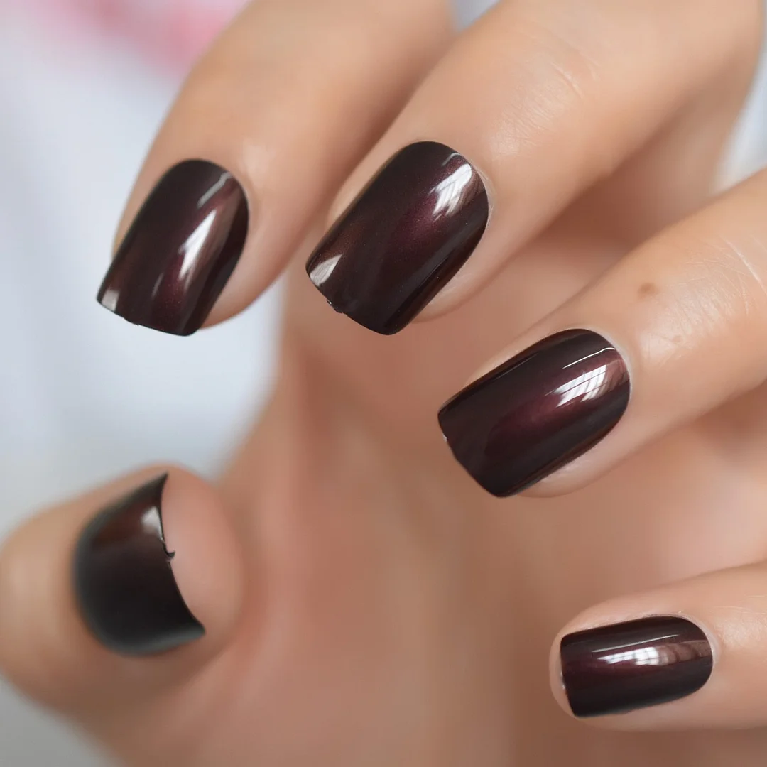 Natural Nude Purple French False Fake Nails Press on Leopard Nails Art Tips Daily Office Finger Wear Manicure Tool 515-1-Nail Inspo