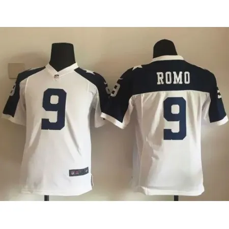 Cowboys #9 Tony Romo White Thanksgiving Youth Throwback Stitched NFL Elite Jersey