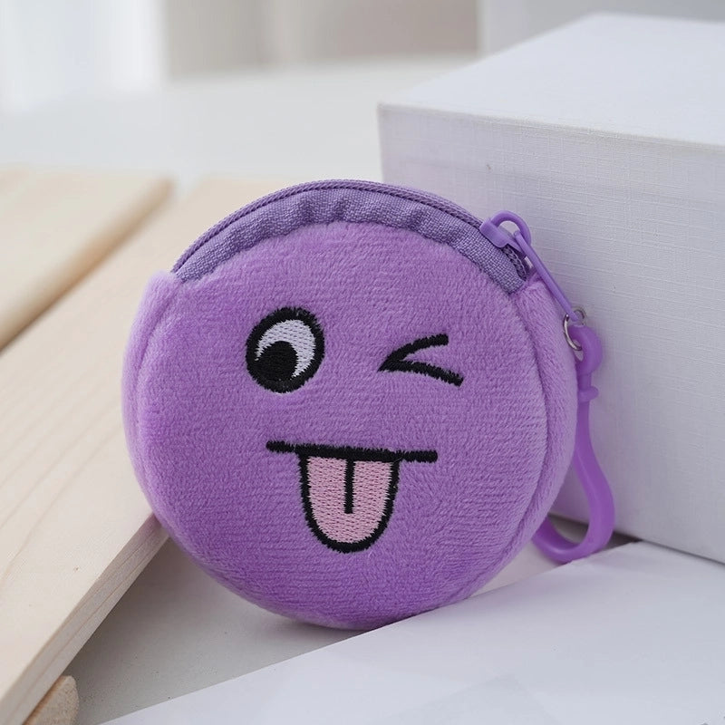 Unisex Face Plush Zipper Kids Wallets
