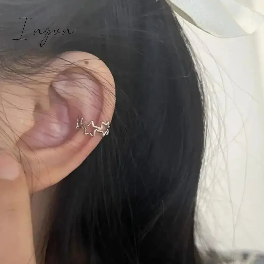 New Pentagonal Star Ear Clip Earrings for Women Girl New Gothic Y2K Punk Design Earring Simple y2k Jewelry Wholesale 1pc