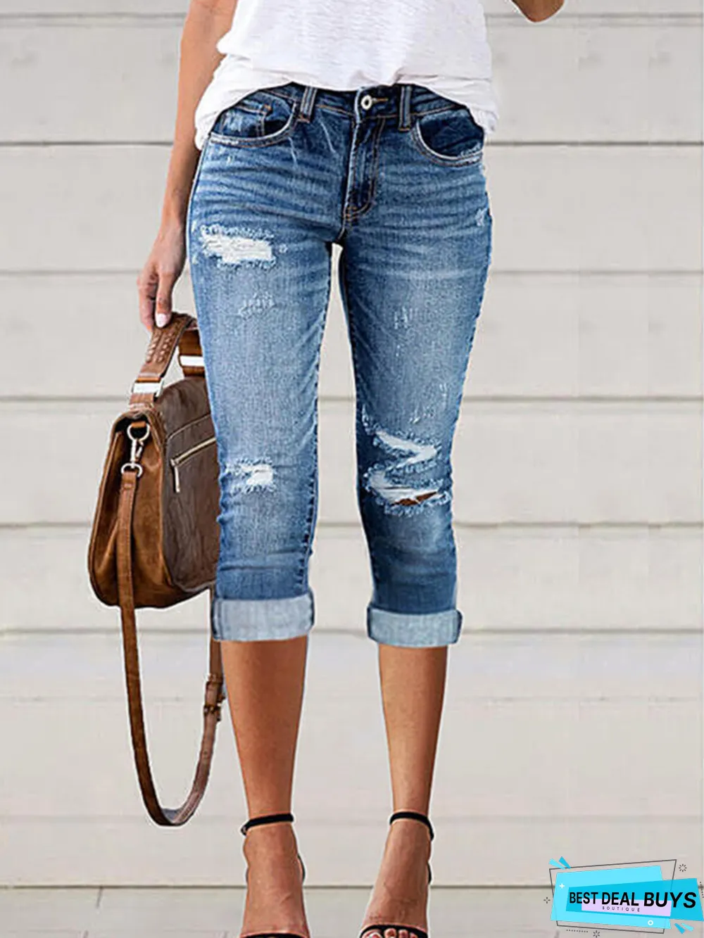 Casual Plain Regular Fit Denim&jeans