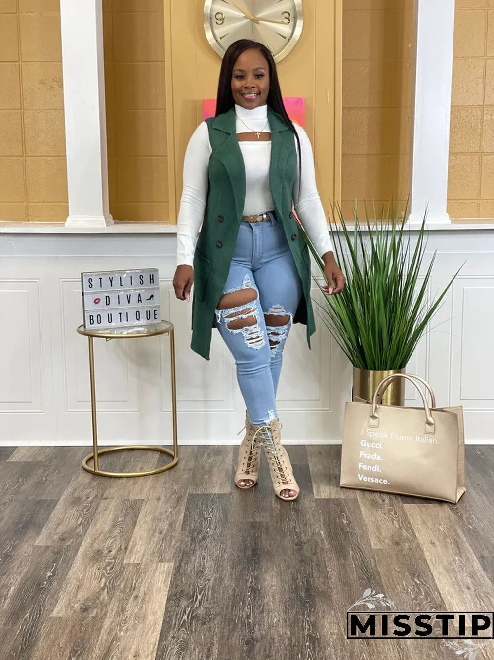 Solid Color Sleeveless knit Sweater Vest Cardigan