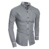 Men's Solid Color Casual Simple Slim Shirt