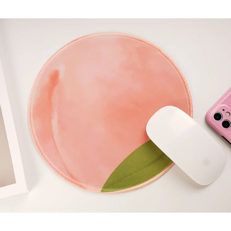 Peach Round Mouse Pad