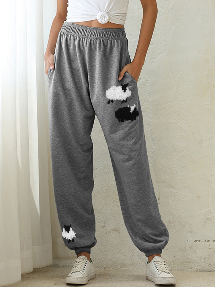 Comstylish Fuzzy Sheep Fleece Cozy Sweatpants