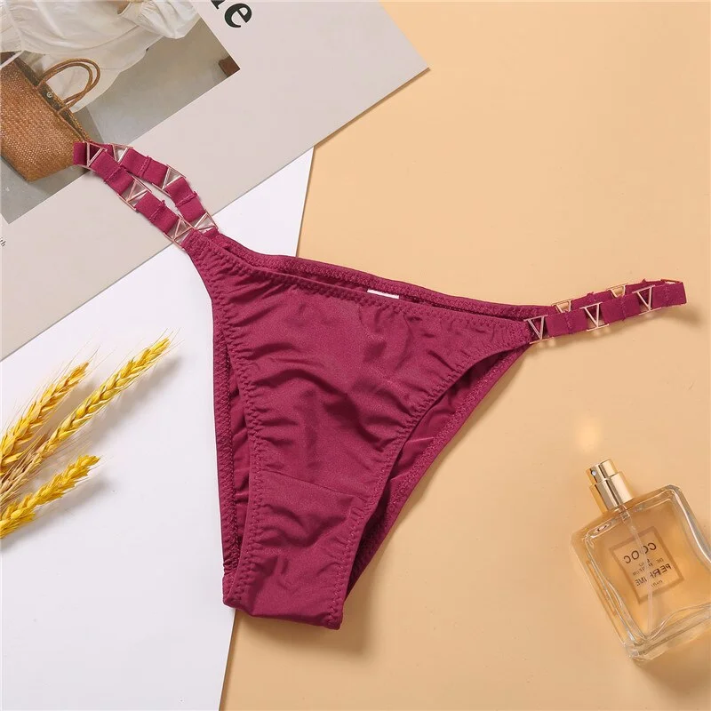 Women G-String Shinny Metal Waist Elastic T-back Slip Panty Female Nightclub Bright Thongs Women's Underpants Sexy Woman Brief