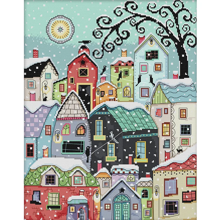 Snow Street 11CT Printed Cross Stitch Kits (51*61CM) fgoby