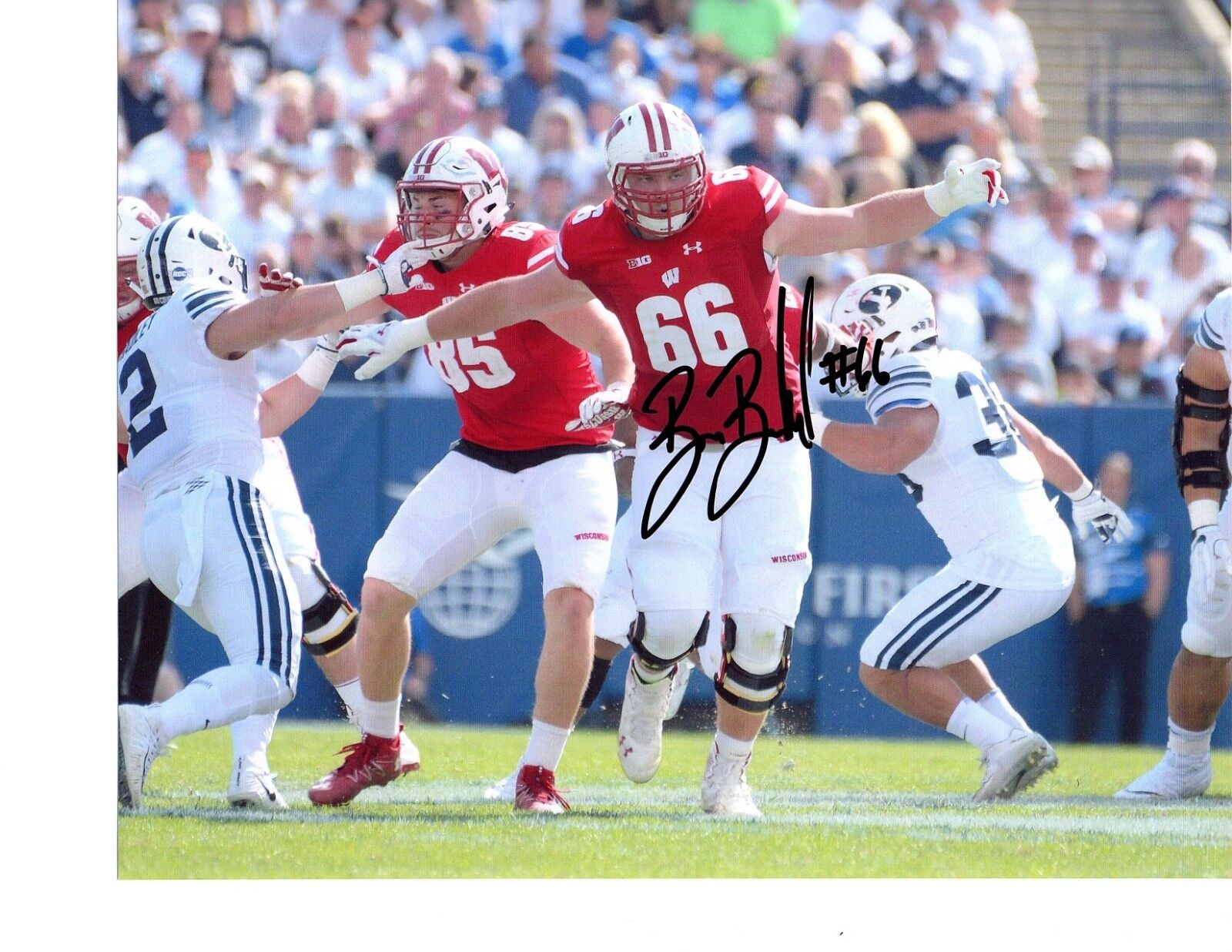 Beau Benzschawel Wisconsin Badgers signed autographed 8x10 football Photo Poster painting c