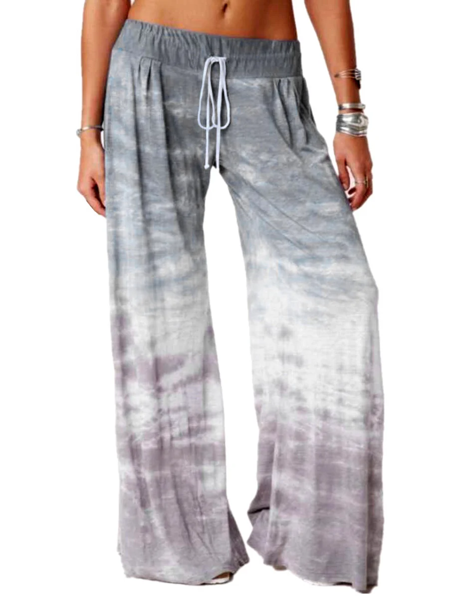 Women's Casual Yoga Tie Dyed Wide-Leg Pants - Rose Toy