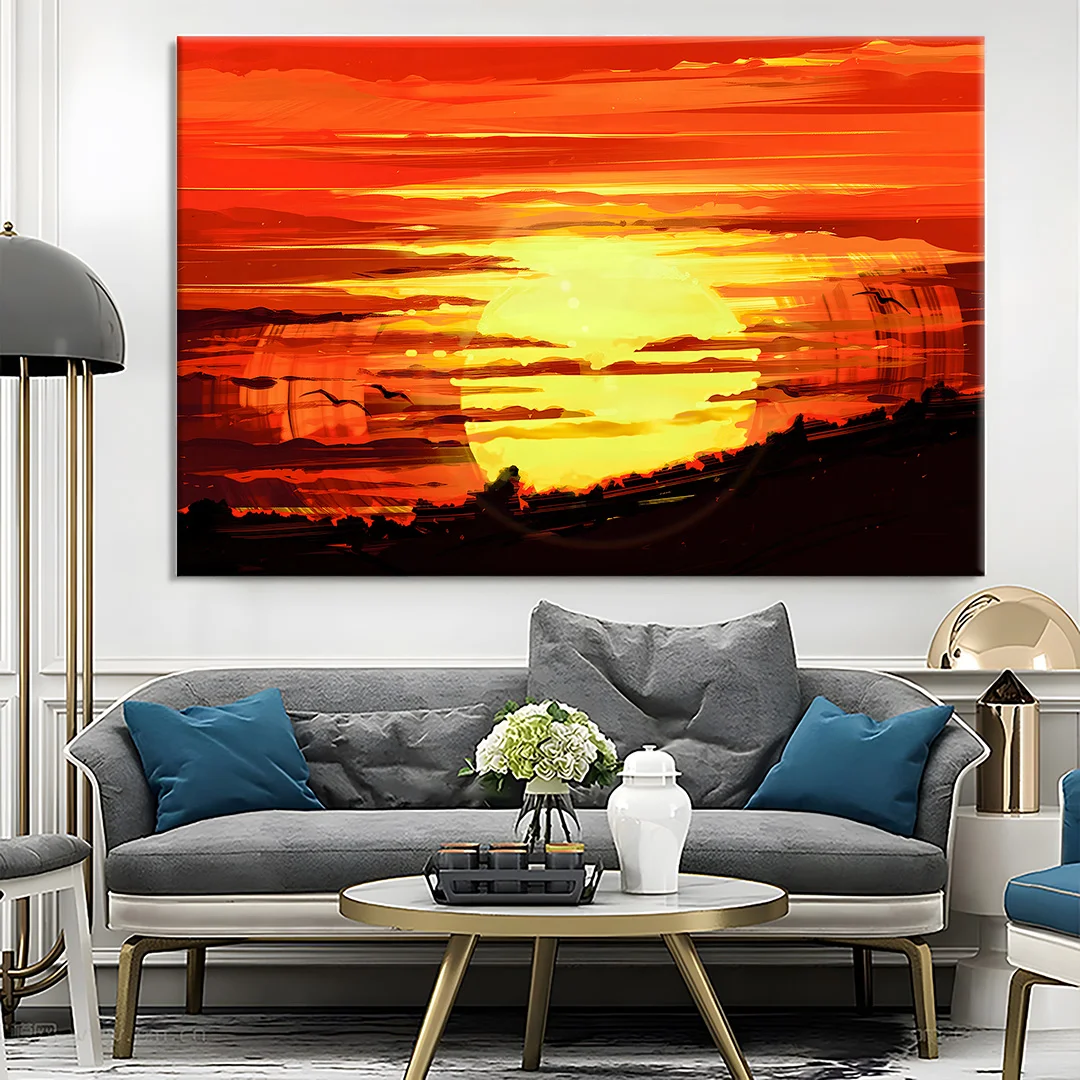 Sunset Painting Canvas Wall  Art