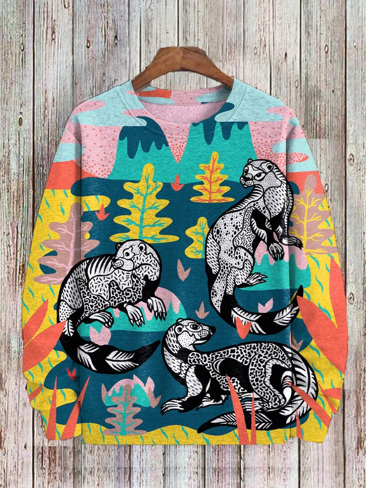 Men's Tropical Plant And Animal Art Print Casual Sweatshirt