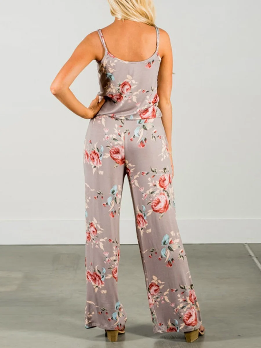 Fashion Sling Printing Off Shoulder Jumpsuits
