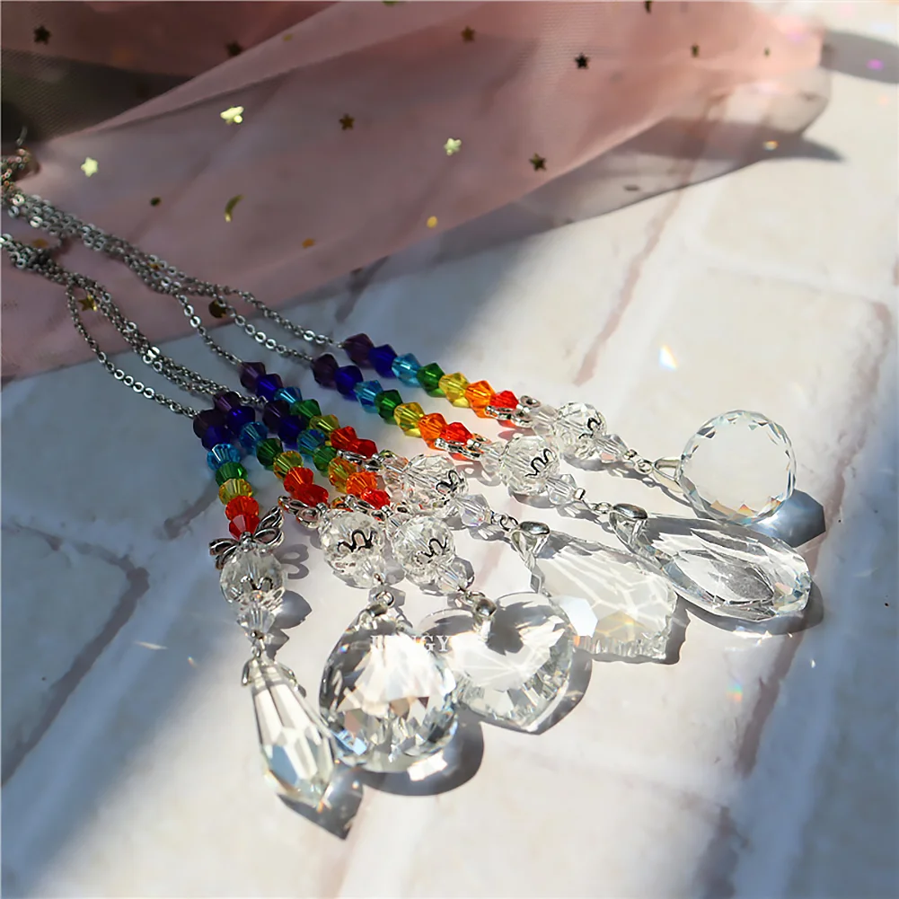 Cartoon Crystal Pendant Necklace Heart Leaf Jewelry Charm Fashion Accessory