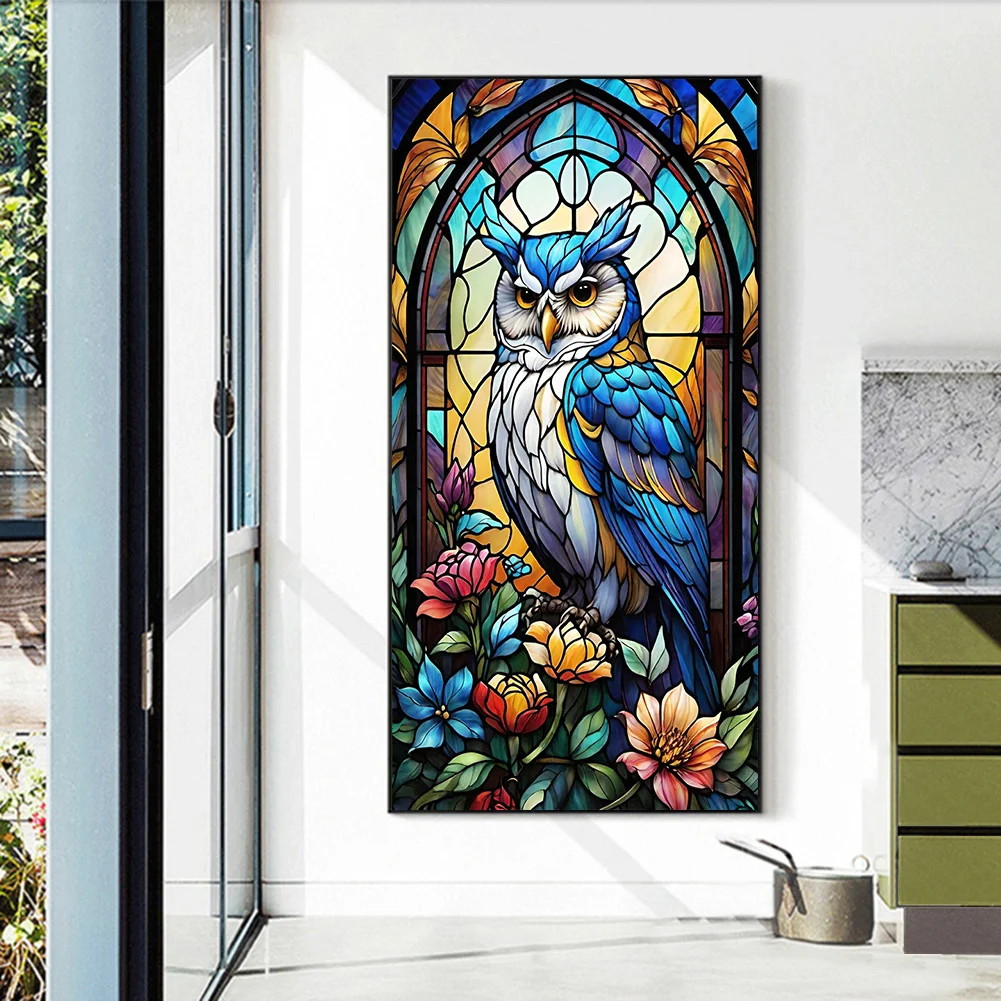 Diamond Painting - Full Round Drill - Stained Glass Owl(Canvas|40*70cm)