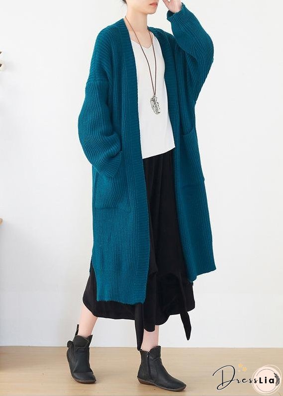 Oversized spring knit sweat tops oversize blue side open knitted cardigans
