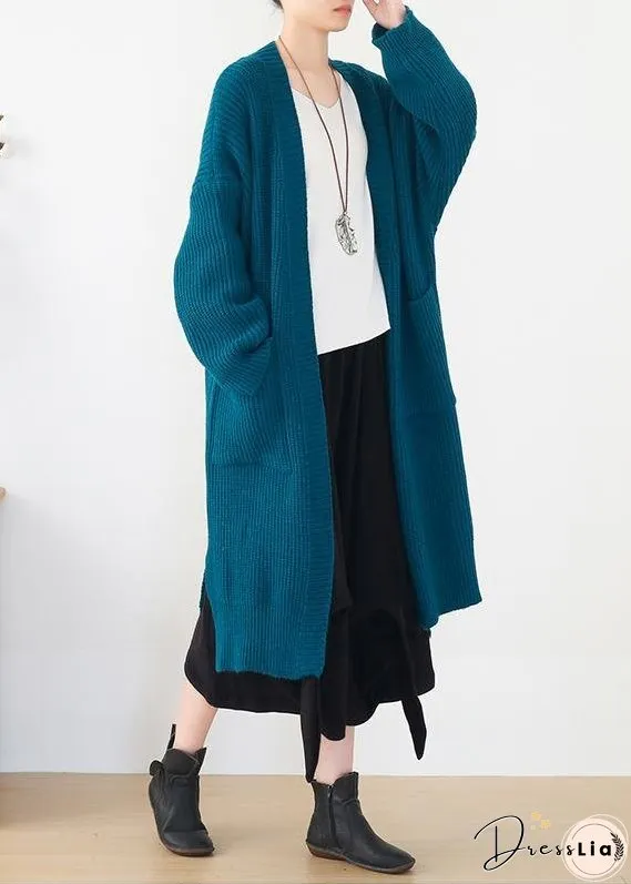 Oversized spring knit sweat tops oversize blue side open knitted cardigans