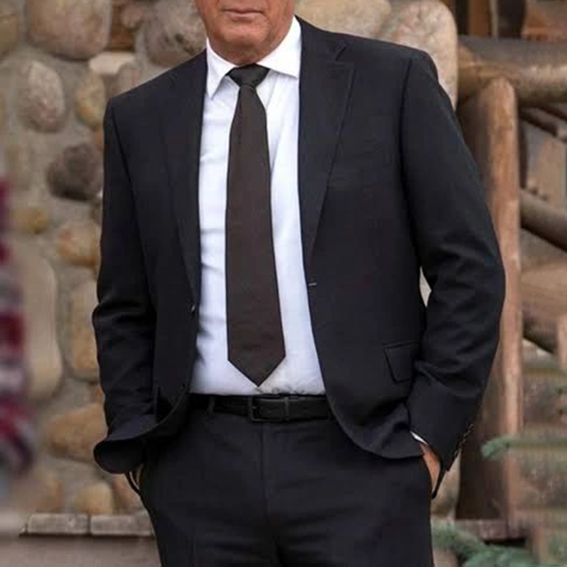 Western Simple Pure Black Slim Blazer