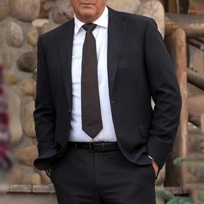 Western Simple Pure Black Slim Blazer