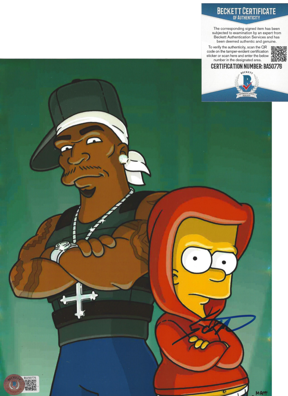 RAPPER 50 CENT CURTIS JACKSON SIGNED 8x10 Photo Poster painting THE SIMPSONS BECKETT BAS COA