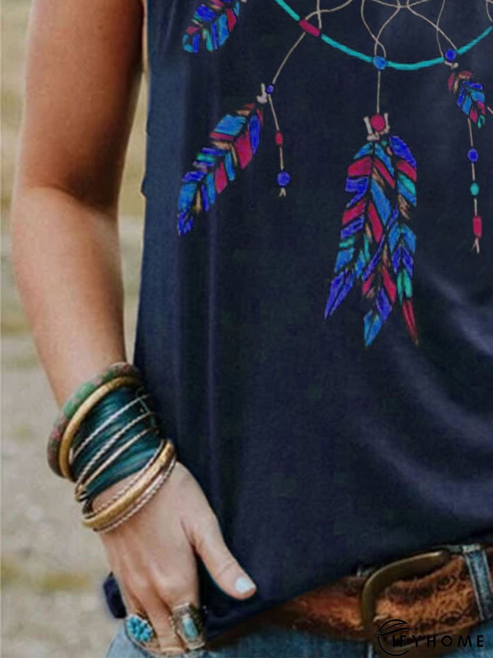 Sleeveless Printed Crew Neck T-shirt | IFYHOME