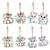 >SALE<8PCS Double Sided Round Diamond Painting Art Keychain Pendant (Squirrel #6)