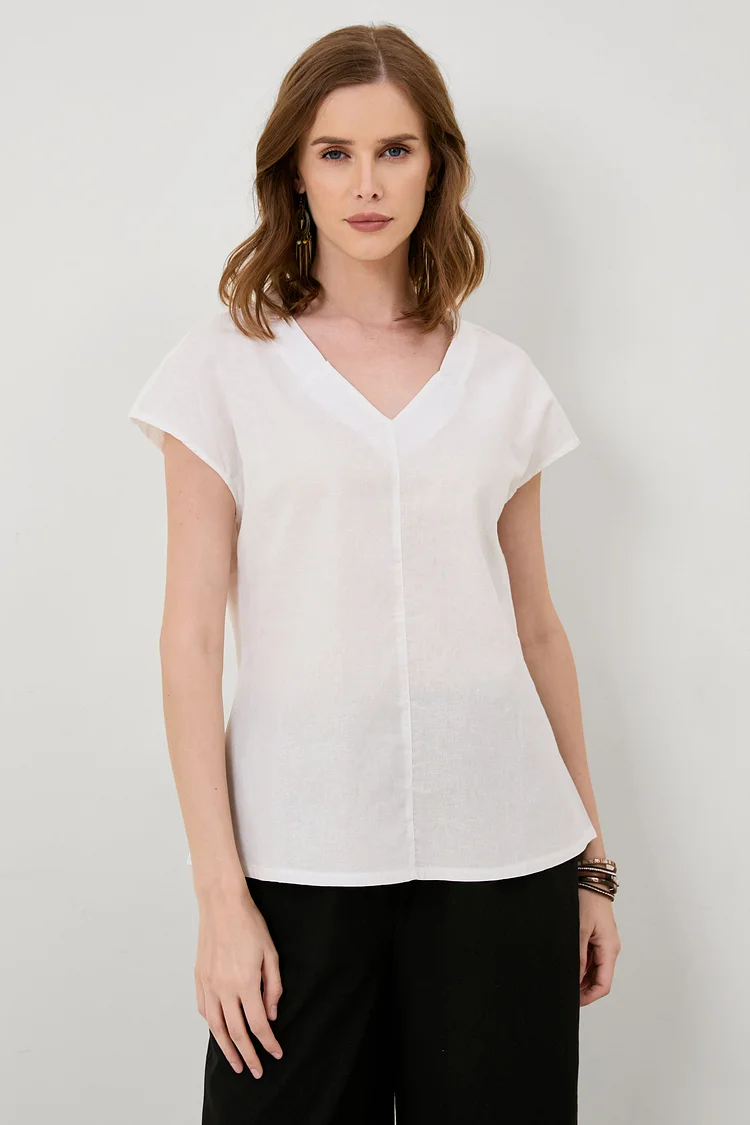 Cotton And Linen Perfect Meat Cover Sleeve Top[ Pre Order ]