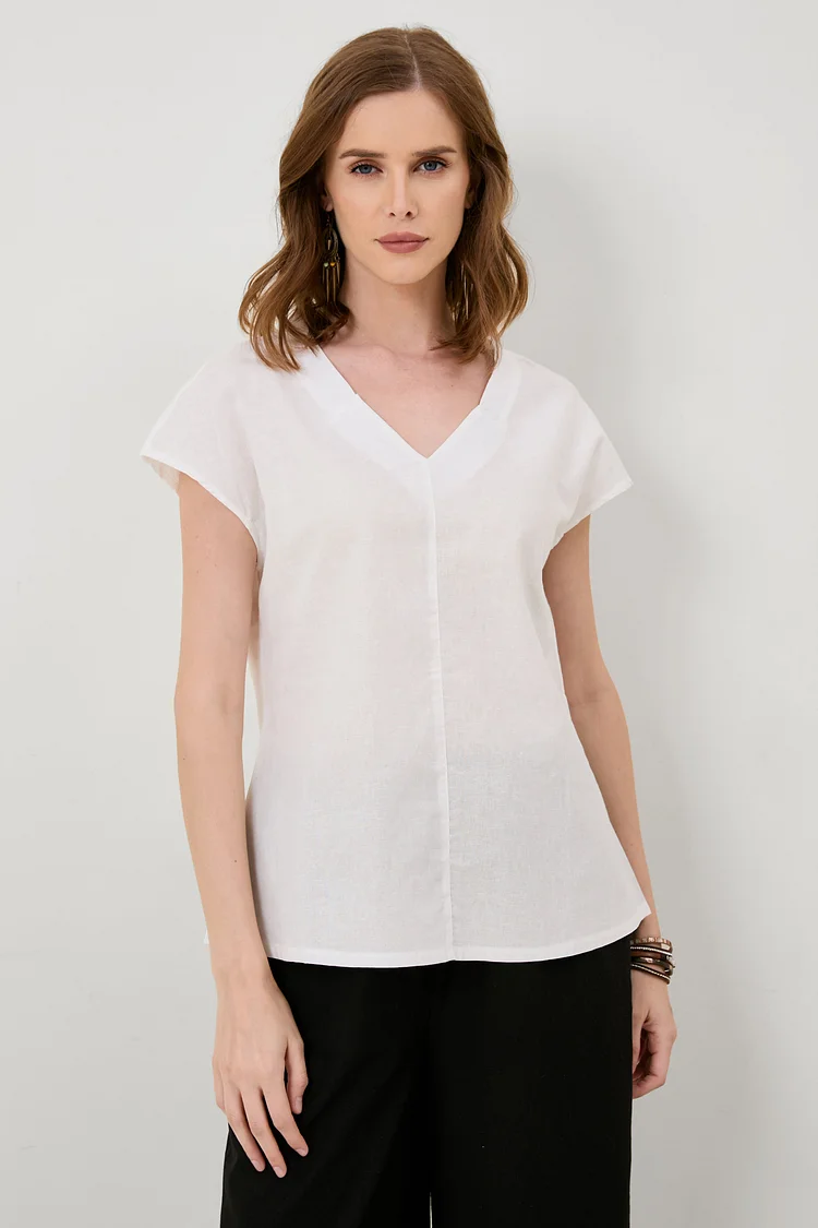 Cotton And Linen Perfect Meat Cover Sleeve Top