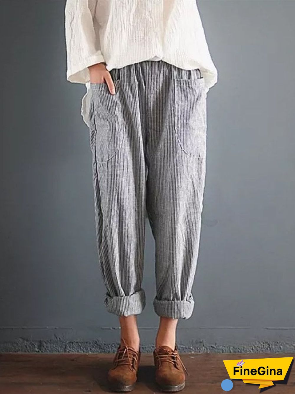 Women's Casual Striped Cotton Pants