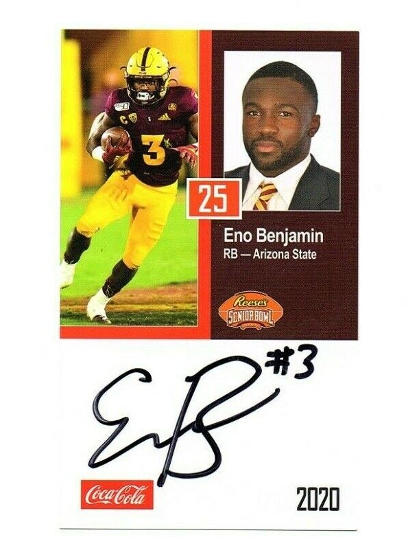 Eno Benjamin Arizona State Signed Autograph 2020 Senior Bowl Football Card