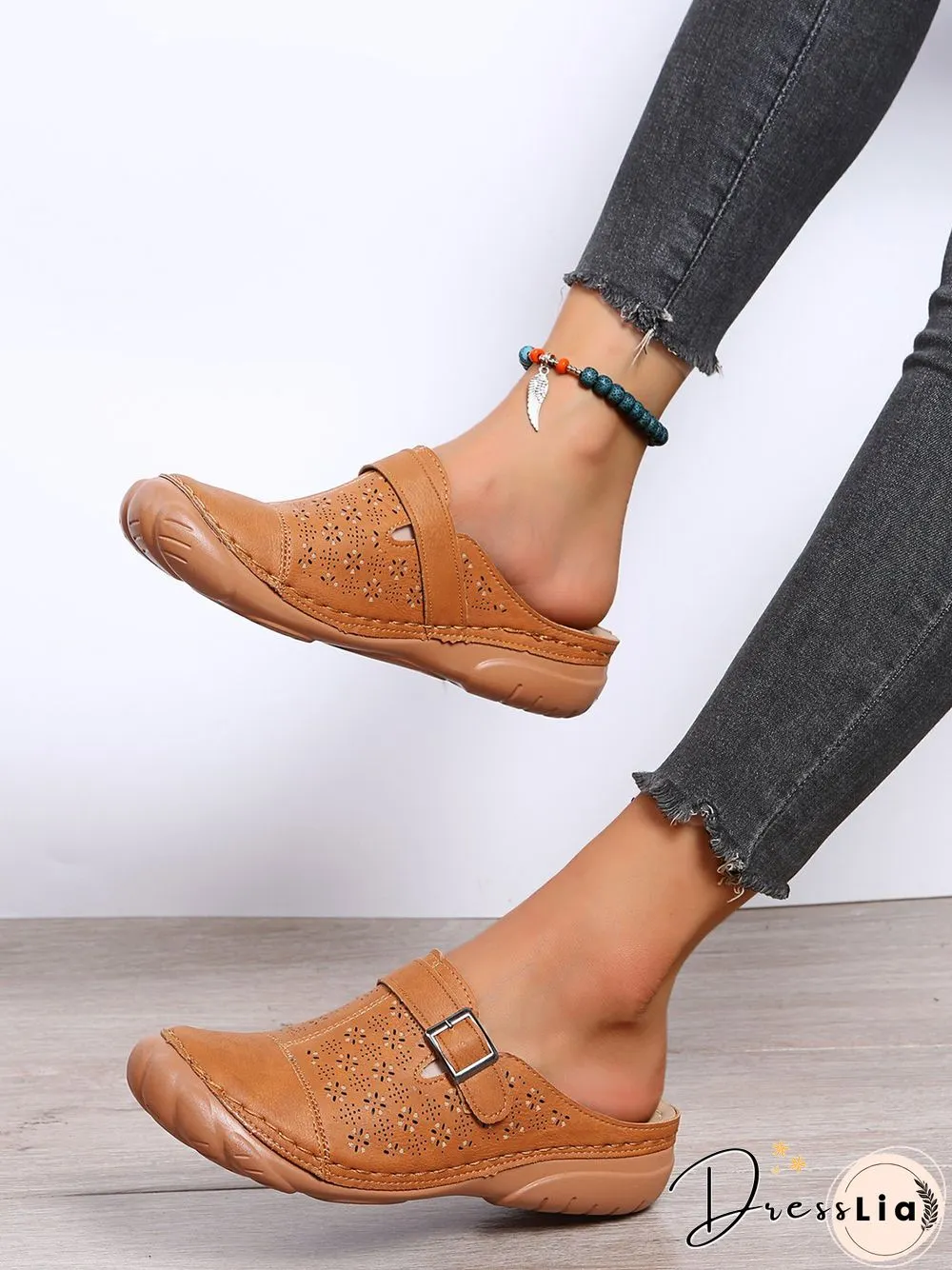 Floral Cutout Breathable Casual Comfort Mules