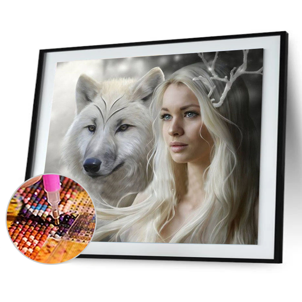 

30*25CM-Round Drill Diamond Painting-Wolf Beauty, 501 Original