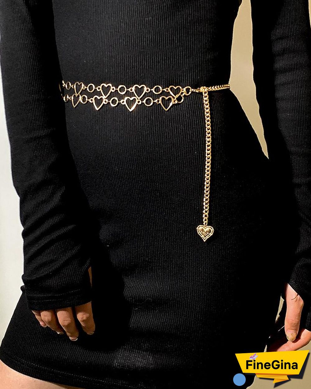 1PCS Heart & O-Ring Decor Layered Waist Chain