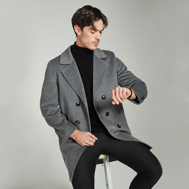 Manteau 100 laine élégant pour hommes- SOIE PLUS