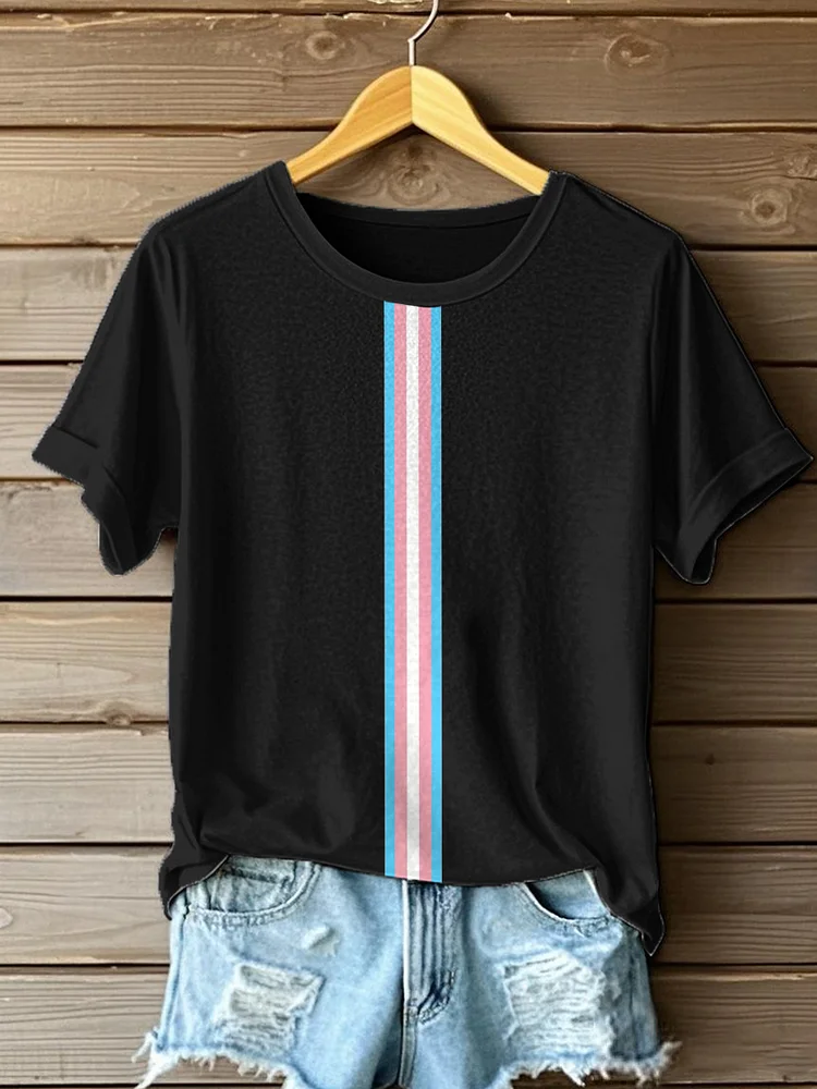 Trans-Flagge inspiriertes Print-T-Shirt