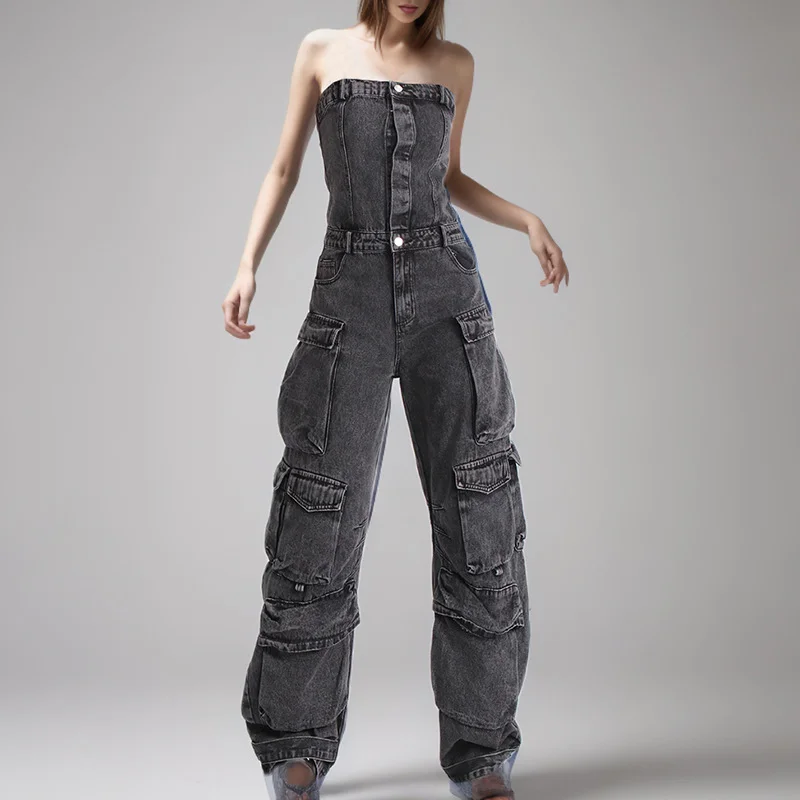 Toloer Toloer Spice Girls Fall 2024 New With Multi-Pocket Holes And Skinny Overalls Jumpsuits-Outfit Ideas