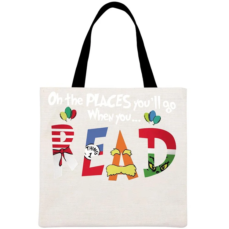 Oh the place you'll go when you read Printed Linen Bag