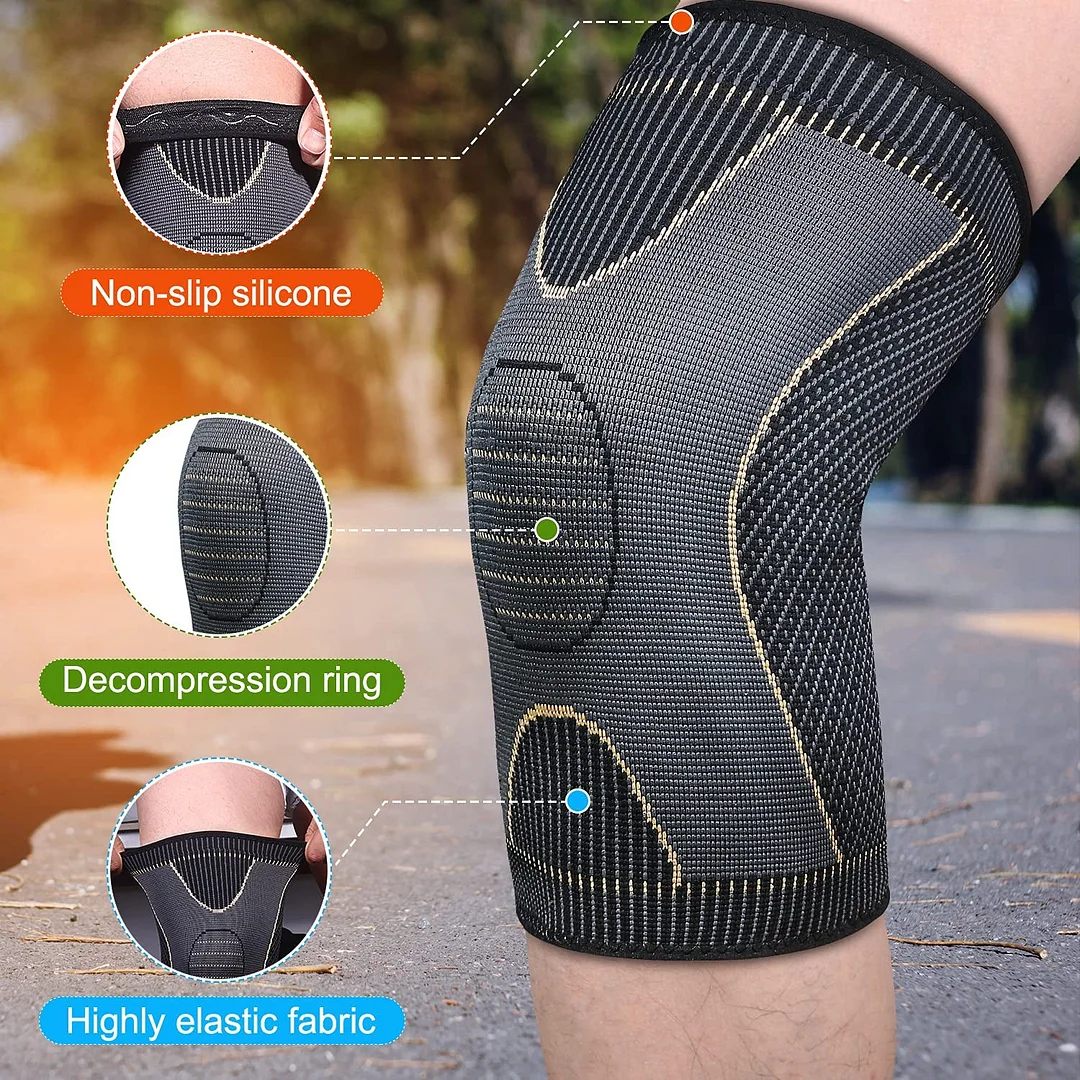 2 Pack Sports Protection Copper Knee Braces for Knee Pain Compression Sleeve