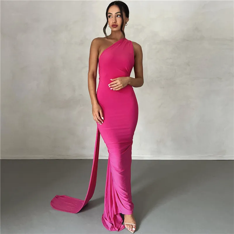 Uveng Uveng New Summer Women's Dress Sexy Back Hanging Neck Bag Hip Slim Evening Dress Dress Woman