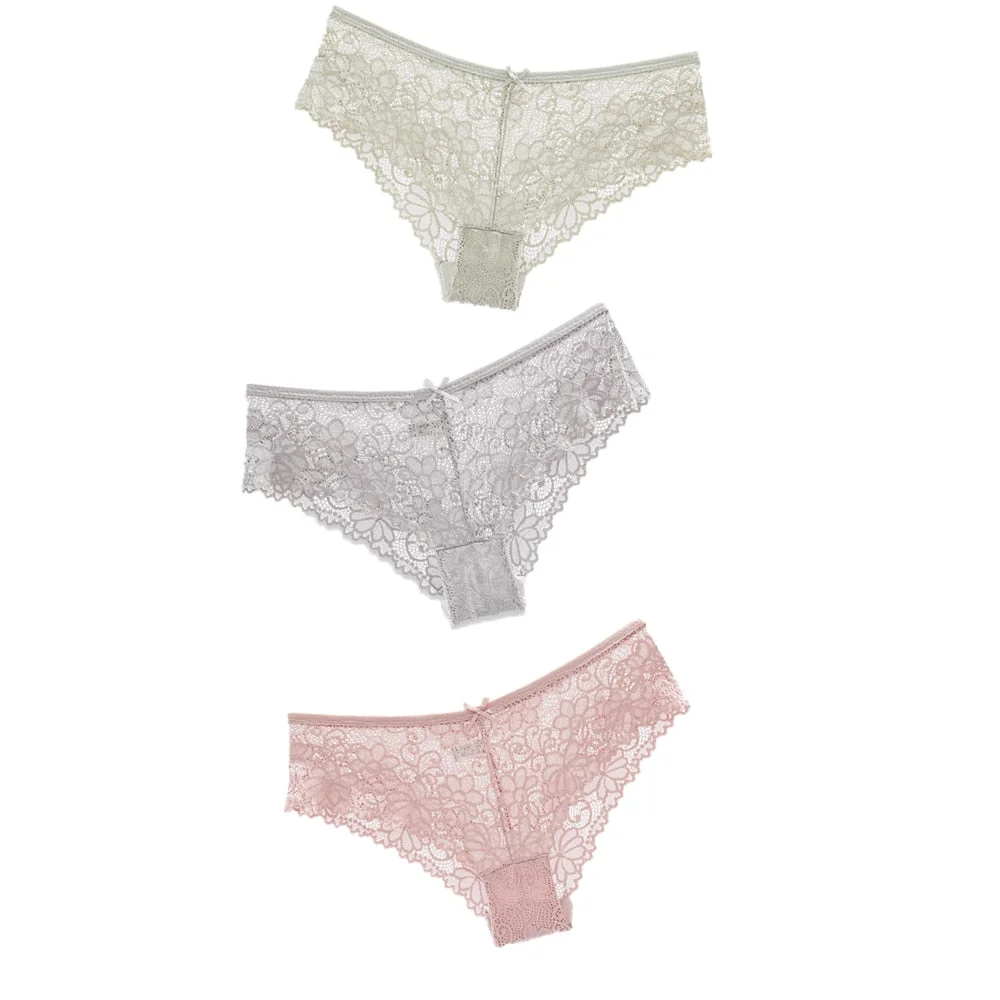 3Pcs Hot Panties for Woman Underwear Sexy Lace Breathable Soft Lingerie Female Briefs Panty Sexy Transparent Women's Underpants