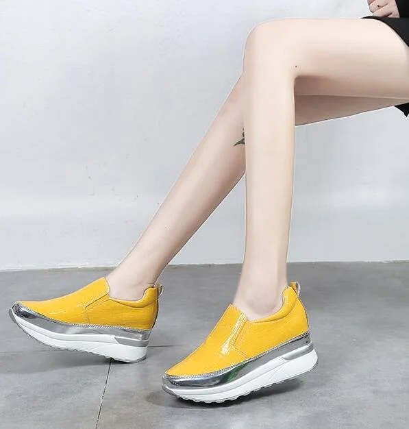 2020 Comfort Creepers Bling Loafers Silver Platform Shoes Woman Slip On Swing Women Flats Shoes Zapatos De Mujer