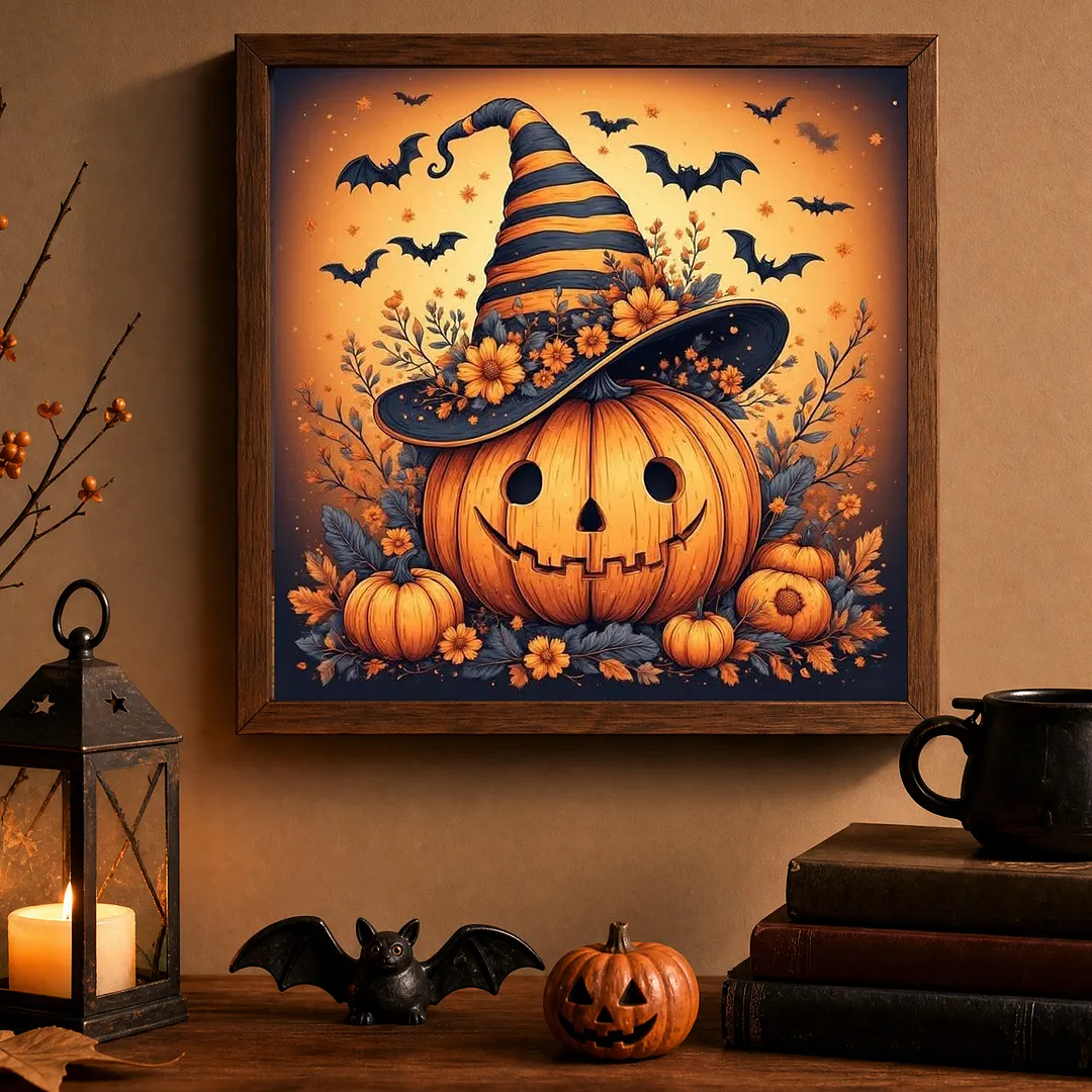 Halloween A Full DIY 5D Square Drill Diamond Dots Paintings Picture Arts Craft 13.78x13.78Inch Crystal Art Paint by Diamond Diamond Crystal Rhinestones Painting Kits for Adults Beginner Home Wall Deco
