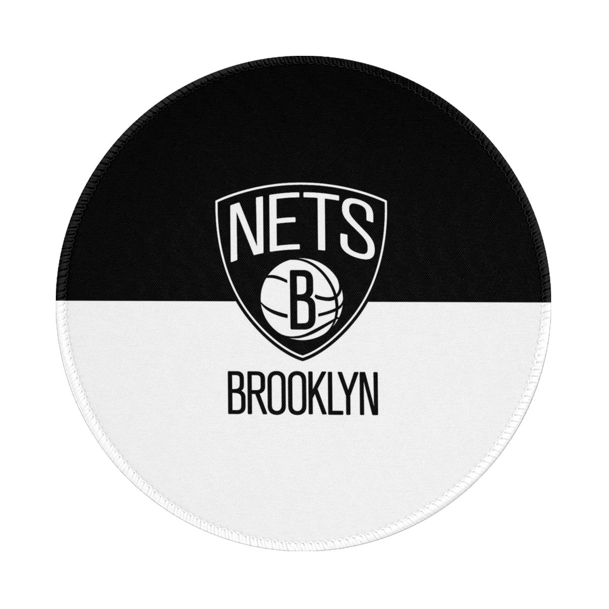 Brooklyn Nets Black White Round Non-Slip Thick Rubber Modern Gaming Mousepad