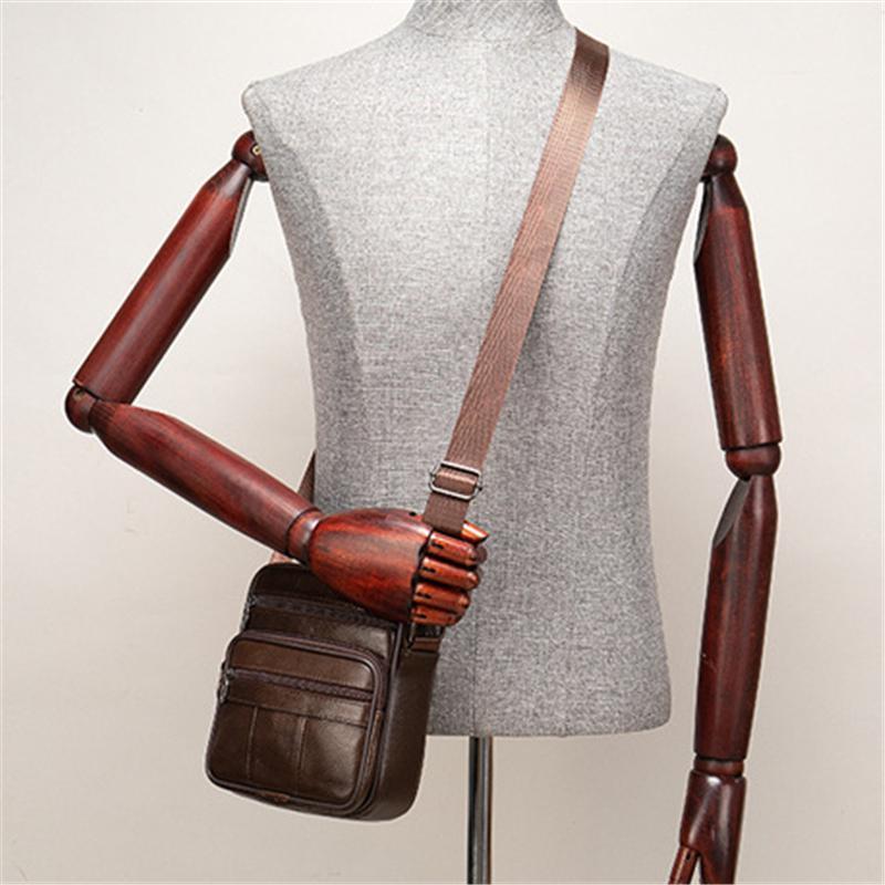 Men's Vintage Style Casual Leather Solid Color Crossbody Packs Shoulder Bag